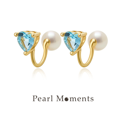 PEARL MOMENTS天空蓝托帕石耳夹