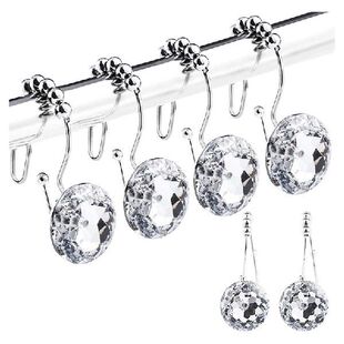 12PCS/Set Shower Curtain Hooks For Bathroom Stainless Steel
