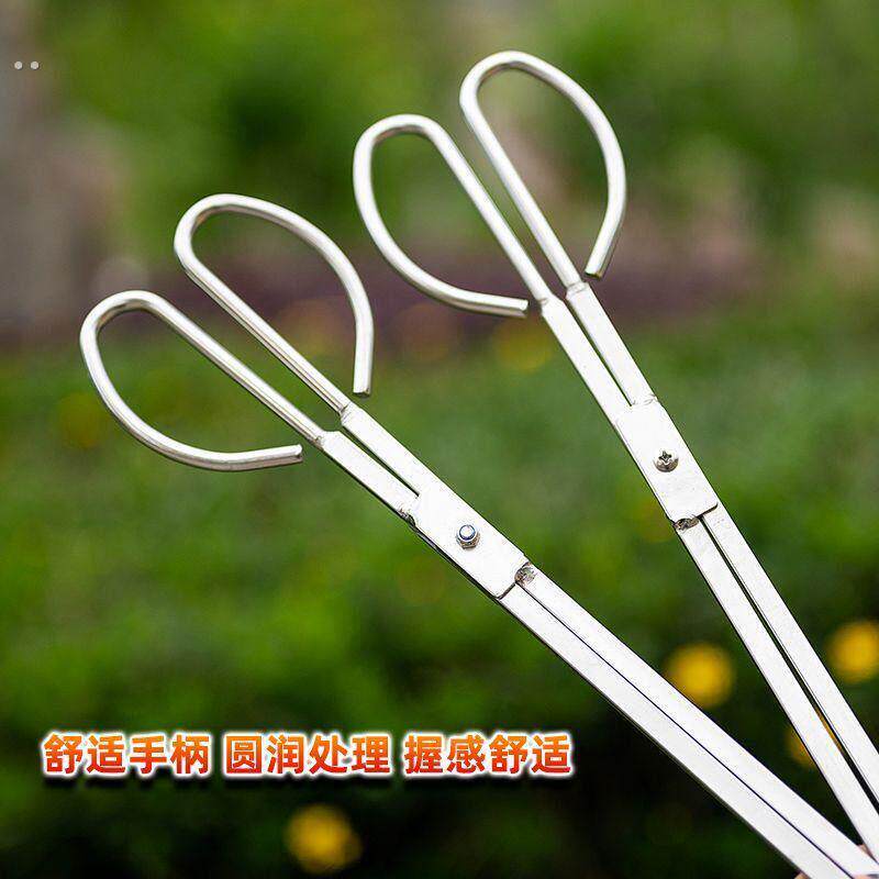 加厚不锈钢火钳家用烧火垃圾炭夹子加长环卫工长柄取拾物钳子