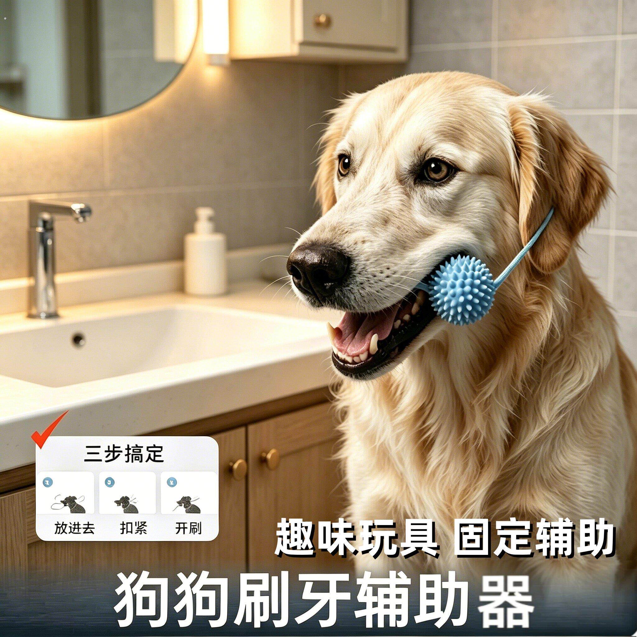 狗狗刷牙辅助器口腔牙齿清洁防咬棍磨牙棒固定器耐磨防吞安全骨头
