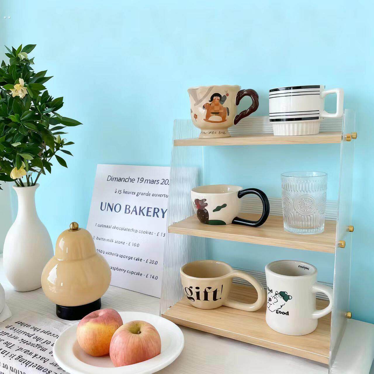 桌面多层杯子收纳置物架咖啡杯水杯架子家用杯架餐边柜茶杯收纳架