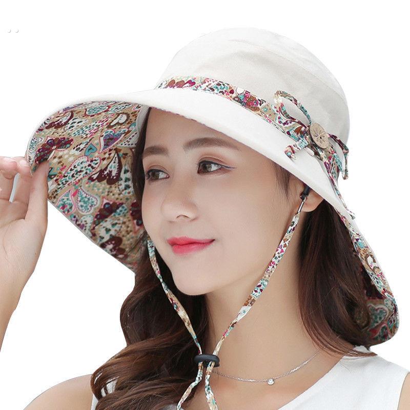 可折叠双面可戴 帽子女夏天遮阳帽中老年布帽防紫外线大沿太阳帽