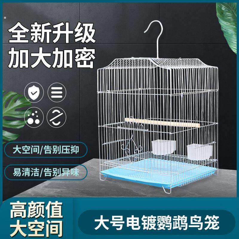 鹦鹉笼大号八哥黄雀牡丹电镀不锈钢色铁艺鸟笼子家用虎皮鹦鹉鸟笼