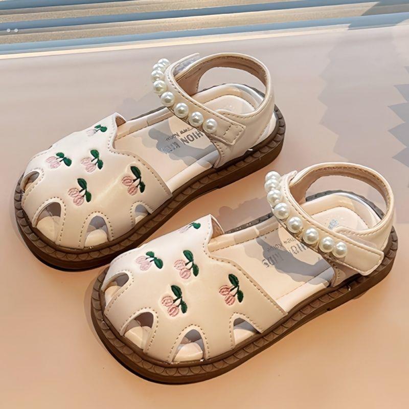 女童凉鞋2025夏季新款女宝宝绣花公主鞋软底小女孩鞋中小童沙滩鞋