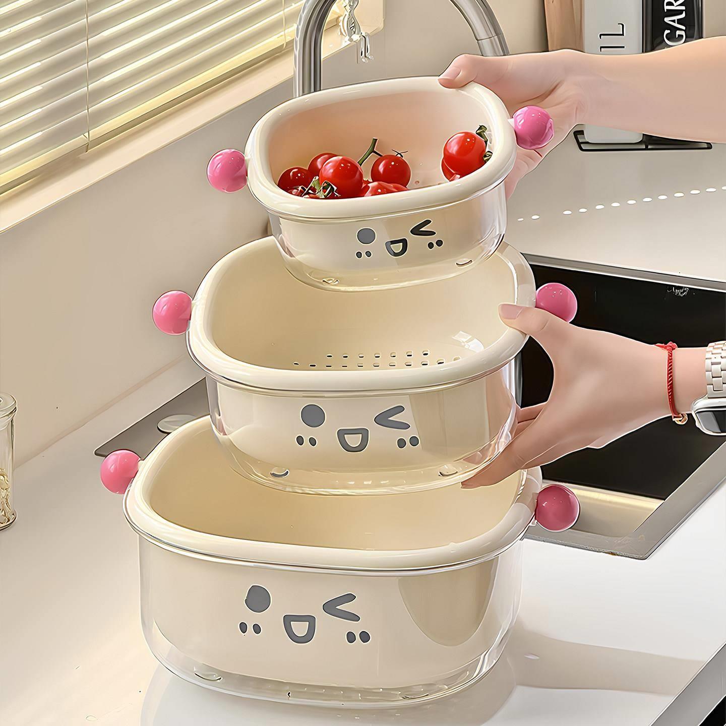 高颜值洗菜盆沥水篮2025新款家用高端精致果盘厨房双层滤水篮菜篮