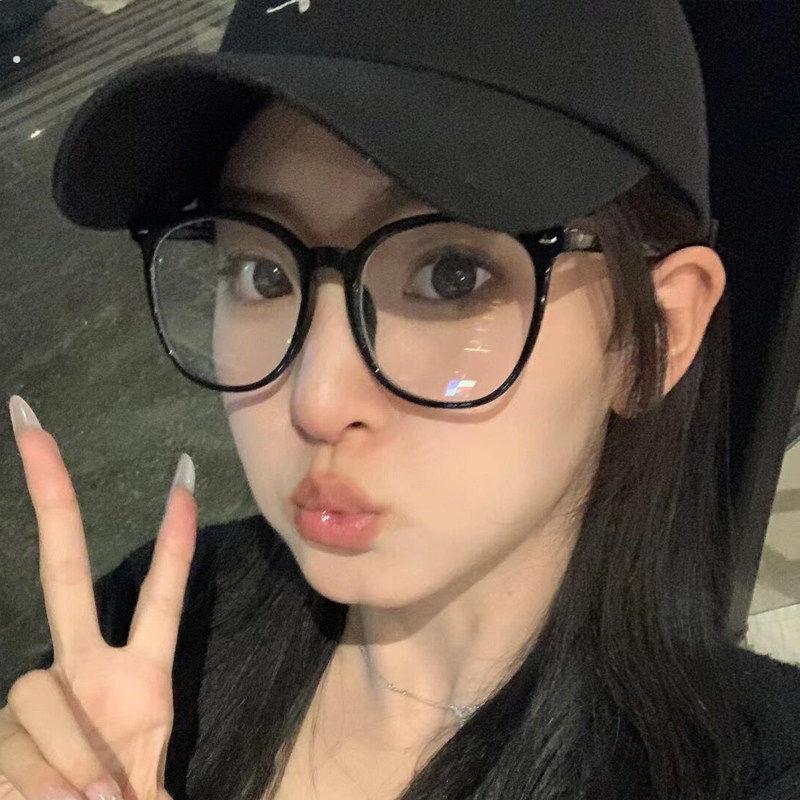 超大框黑框眼镜女圆脸大脸显瘦近视可配度数素颜神器胖脸显脸小潮