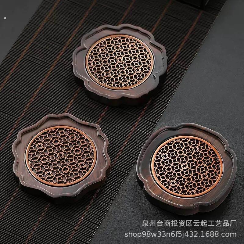 黑檀木壶承干泡台茶盘托盘实木家用壶拖茶道配件壶垫盖碗垫养壶垫