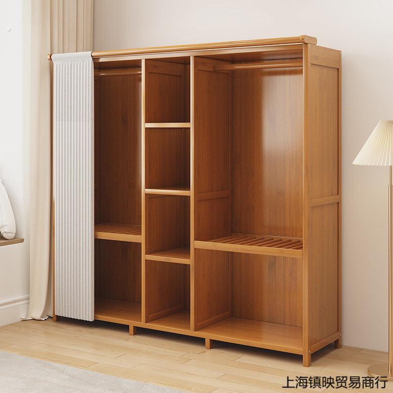 落地衣柜家用卧室收纳柜出租房经济型简易组装衣柜拉帘布衣橱衣柜