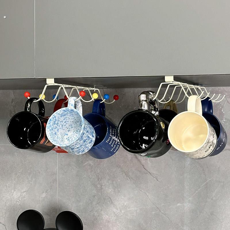 橱柜下倒挂杯架壁挂式免打孔马克杯收纳架家用厨房杯子收纳置物架