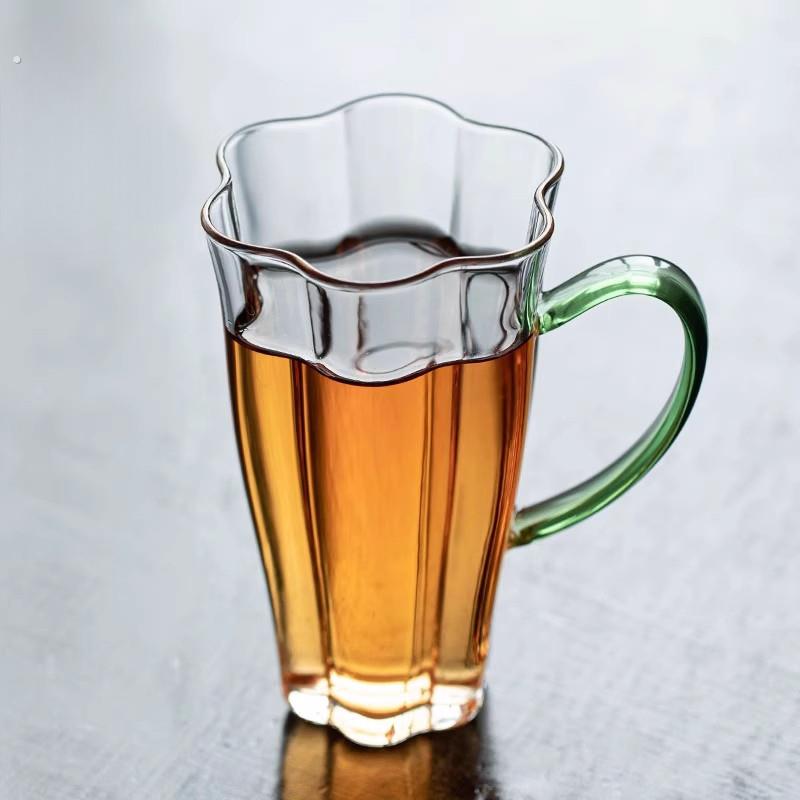 清璃玻璃绿茶杯主人杯高档精致个人专用带把模型公室泡茶喝茶小杯