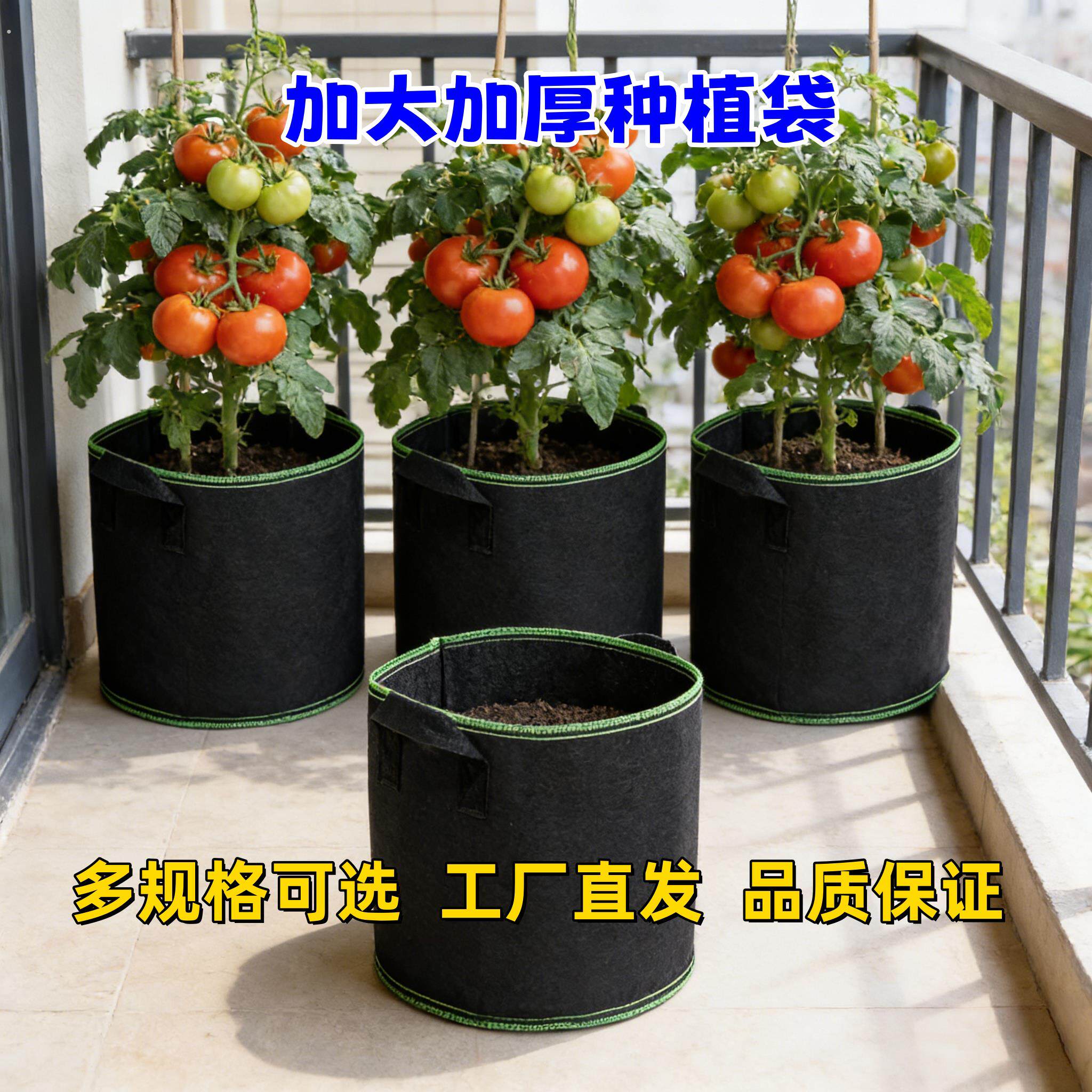 加厚毛毡布绿美植袋植树袋种植袋黑色加仑盆大号纺布种植桶工厂发