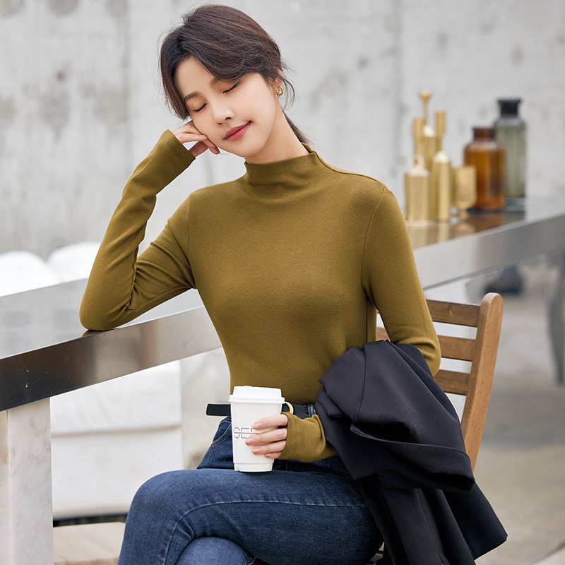 奈斯帕半高领双面德绒打底衫