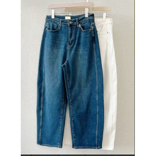 试穿蓝28 KZ1595弯刀植绒九分阔腿裤 Lucky 白27 Real