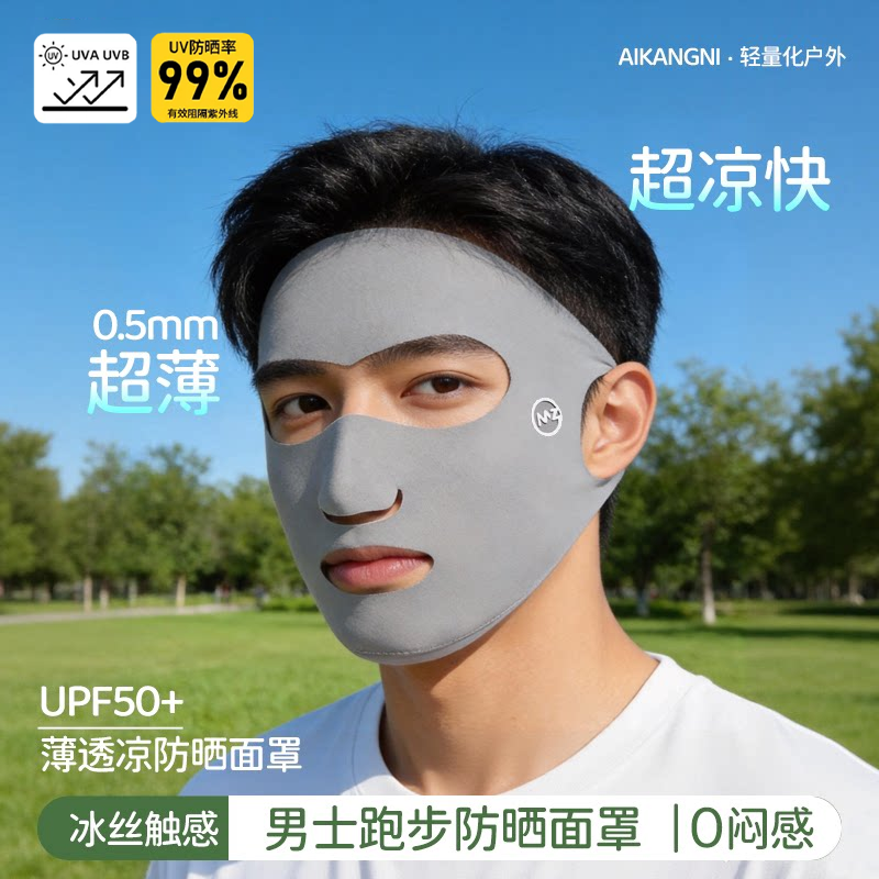 防晒面罩男士全脸防紫外线冰丝口罩2026新款户外跑步钓鱼骑行遮阳