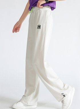 舒适清凉无性别潮牌水洗棉毛圈裤 束脚可调节荧光抽绳MJU215001