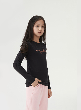 基础款有机棉弹力圆领长袖T恤时尚亲肤百搭柔软磨毛印花MJG211001