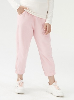 舒适毛圈有机棉针织宽松大长腿卫裤九分运动裤亲子MJG215001