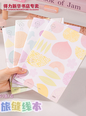 【觅旅】得力A5/B5缝线本40张封面水果图案触即生香味线装本中学生课堂笔记录书写笔记本FA540-Q文具