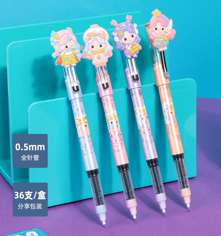 [야미 시리즈] 델리 스트레이트 액상 볼펜 0.5MM 블랙 풀 니들 튜브 학생 브러싱 수험 필기 매끄러운 비즈니스 오피스 사인 수성펜 볼펜 교체 불가 리필 S1651