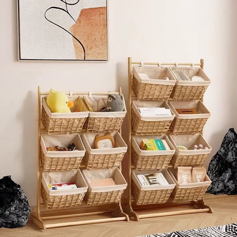 零食置物架儿童玩具收纳架挂篮落地客厅储物柜子收纳神器多层书架