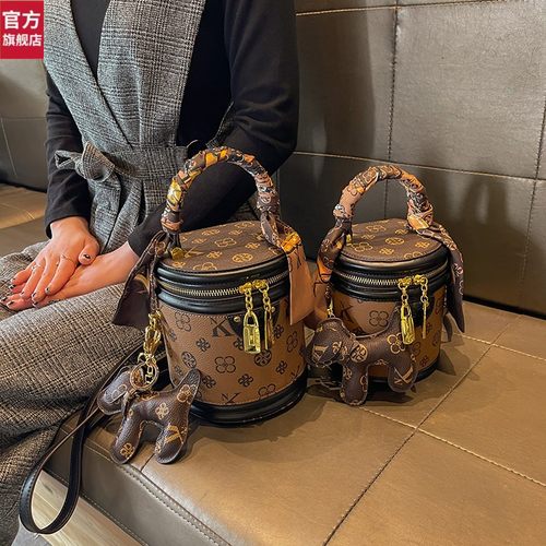 奥莱路易CITEX LV包包女斜挎包真皮复古手提发财桶单肩水桶包小包 - 封面