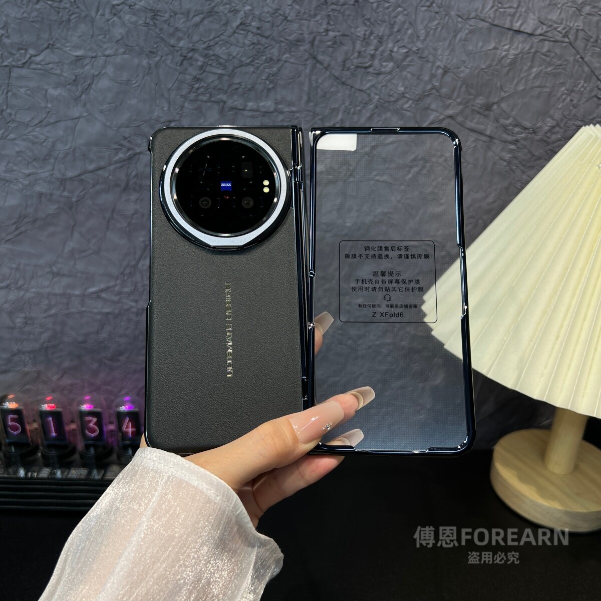适用vivoxfold6手机壳折叠屏xfold6保护套真皮支架壳膜全包防摔新款男女时尚个性创意防窥保护壳铰链中轴时尚