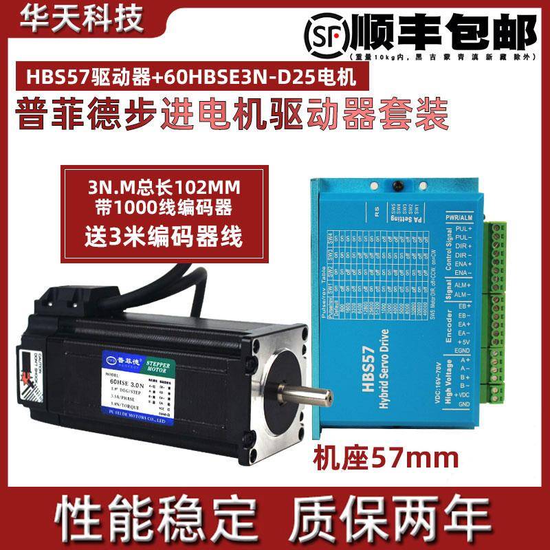 60闭环步进马达套装60HBSE3N-D25带编码器+驱动器HBS57 3N.m