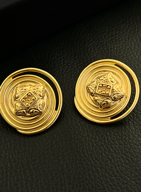 狂飙大嫂同款复古金属纽扣大耳钉高级感气质耳环Vintage中古耳饰