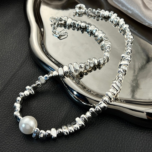 碎银子珍珠不规则项链ins风简约