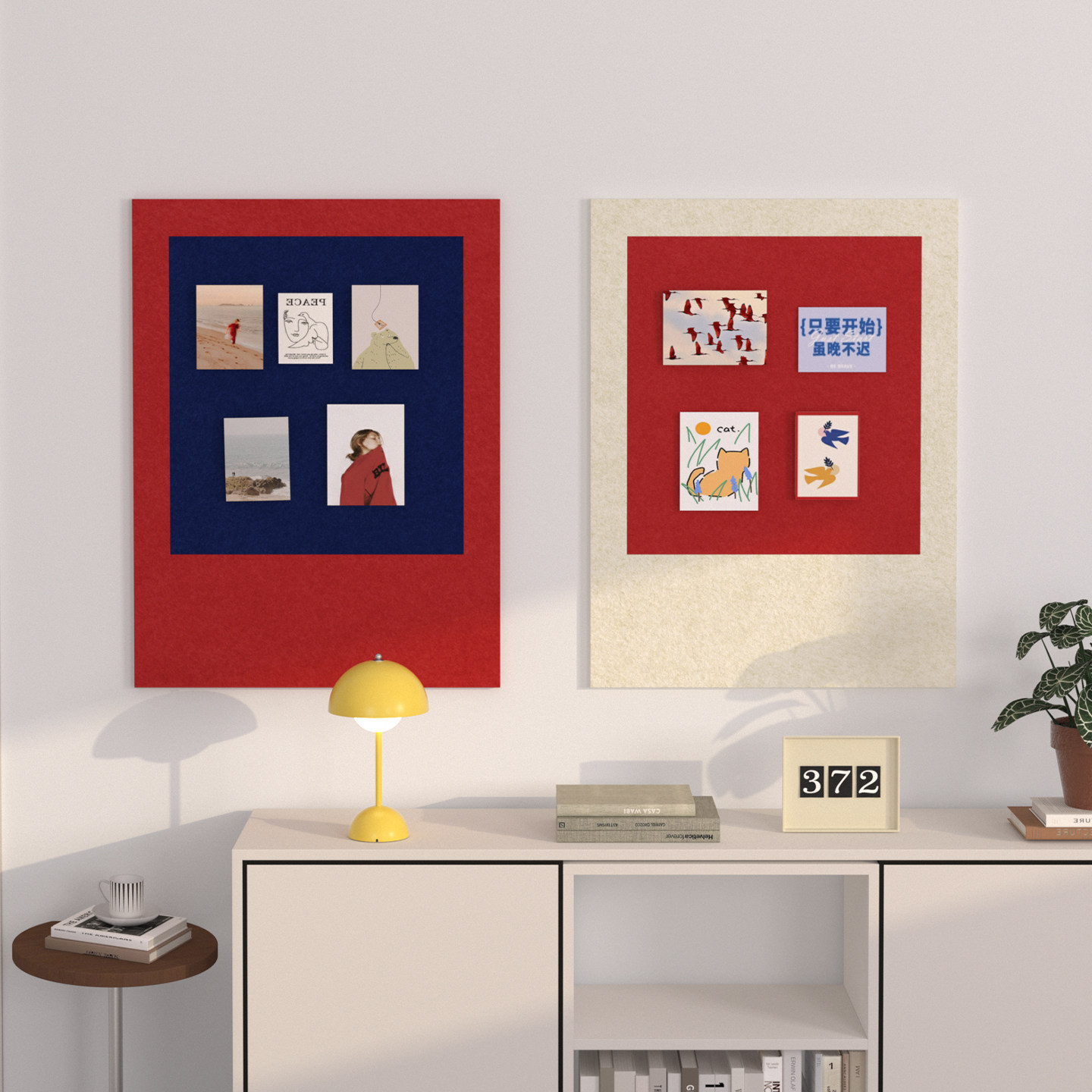 格里旺多巴胺毛毡板照片墙免打孔不伤墙客厅玄关墙面装饰留言板墙壁遮丑3d立体贴画软木板大红色展示板背景墙,文具电教/文化用品/商务用品,软木板/照片板/毛毡板,淘宝优惠券,粉丝福利购,淘宝优惠卷