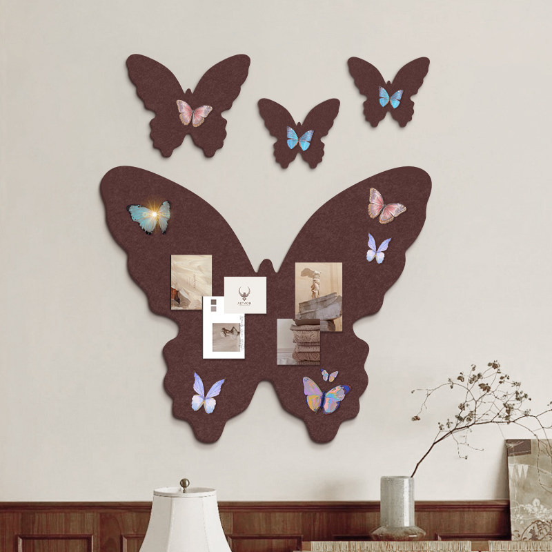 法式蝴蝶毛毡墙贴墙面装饰自粘照片墙免打孔客厅卧室背景房间布置,家居饰品,软装墙贴,淘宝优惠券,粉丝福利购,淘宝优惠卷