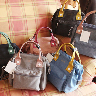 日本乐天多功能小包包女冬季手提单肩斜挎包帆布大容量双肩背包