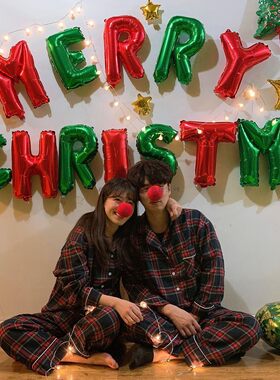 圣诞节快乐铝膜字母绿色气球新年