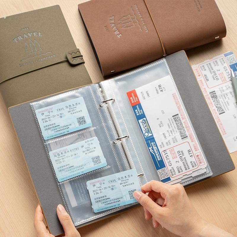 登机牌收纳册旅行车票纪念票根收藏册复古皮质本电影票火车票高铁