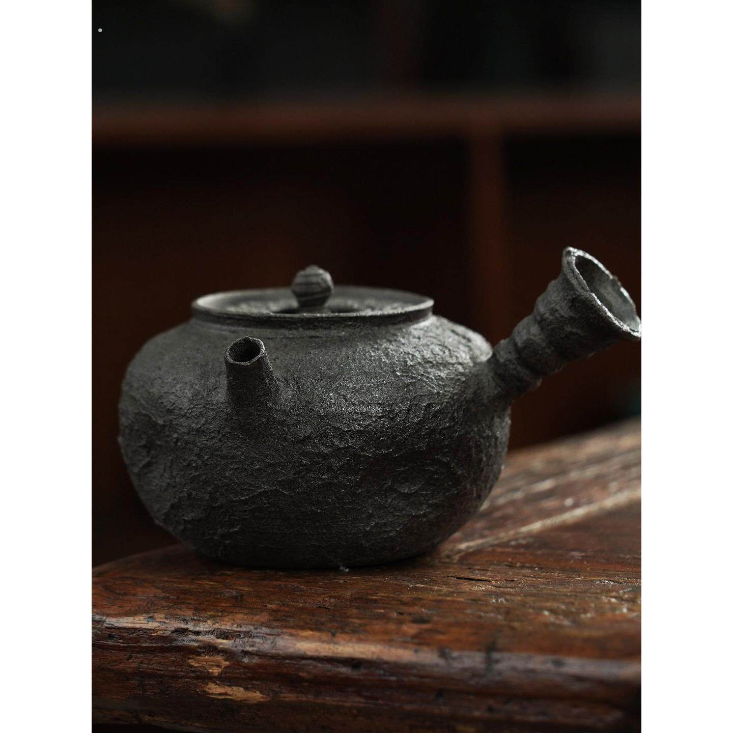 复古手工粗陶茶壶煮茶壶功夫茶具南蛮壶侘寂风急需壶可养家用单壶