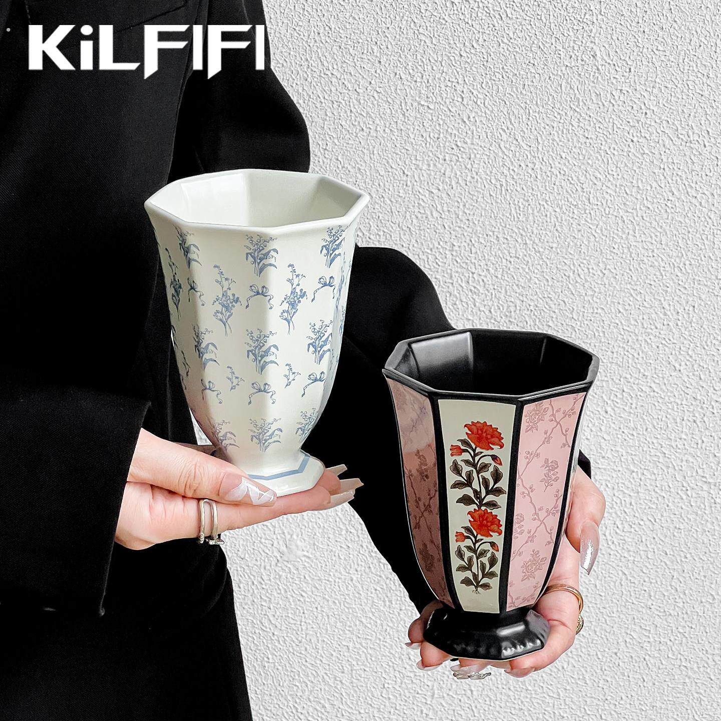 中古风陶瓷马克杯小众高级感小酒杯高颜值设计感复古冰淇淋咖啡杯