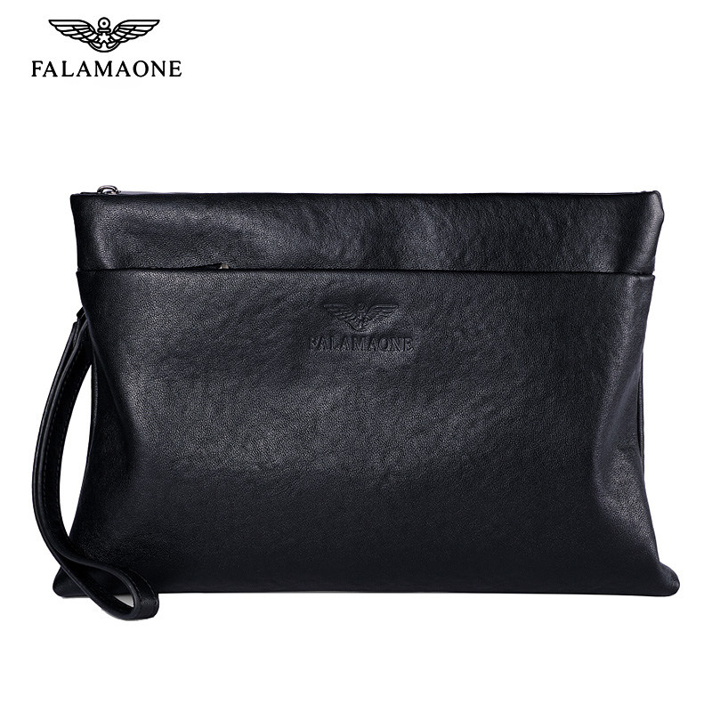 falamaone男士手包真皮软皮奢侈品牌手拿包信封包男包男款手抓包