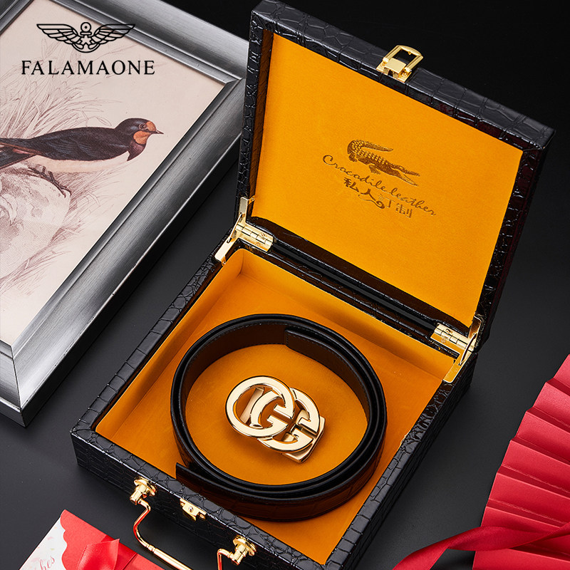 falamaone鳄鱼皮带男款真皮2025新款男士商务时尚百搭自动扣腰带