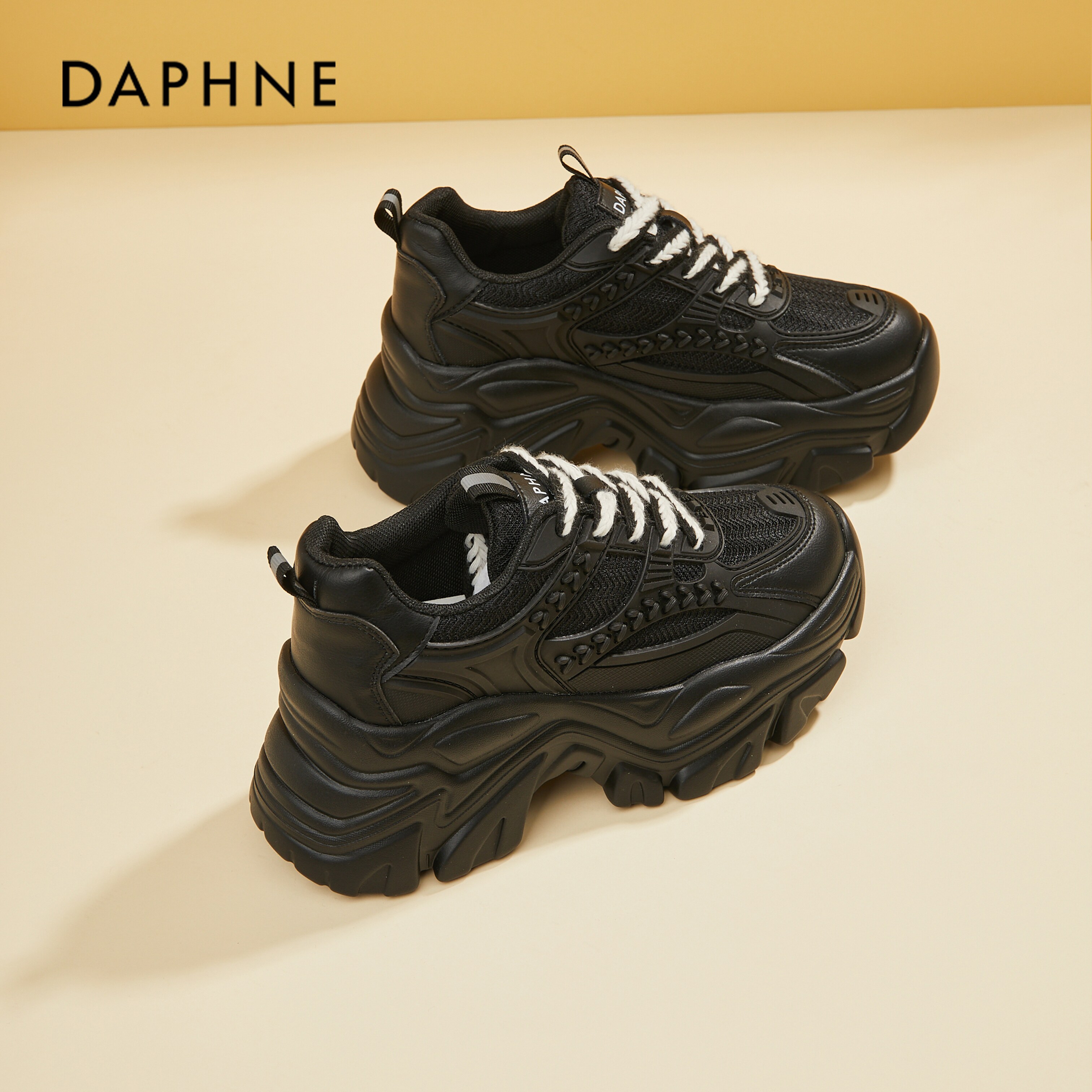 DAPHNE DAPHNE WHITE TEA STYLE THICK-SOLED DADDY SHOES WOMENS NEW HEIGHTENED CASUAL SNEAKERS