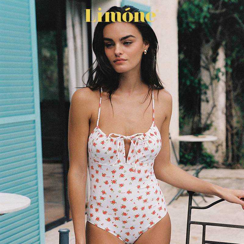 Limone高级感印花连体泳衣度假风