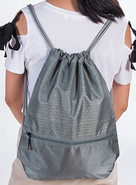 Man Women Polyester String Drawstring Tote Bag School Sport
