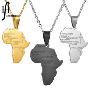 Africa Map Necklace Pendant for Women Men Gold Silver chain