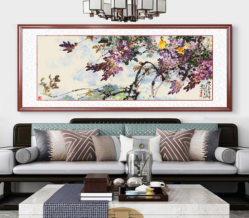 田雨林紫气东来国画横幅花鸟画名画真迹艺术微喷复制品未装裱画心