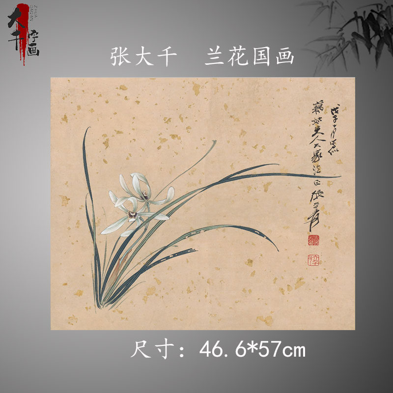 近现代张大千兰花国画植物花卉画心装饰画高清微喷复制品临摹范本
