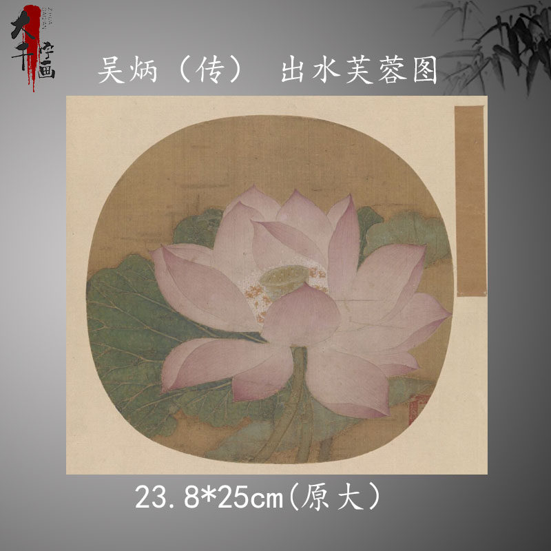1:1南宋吴炳(传) 出水芙蓉图页古画荷花高清微喷复制临摹手稿