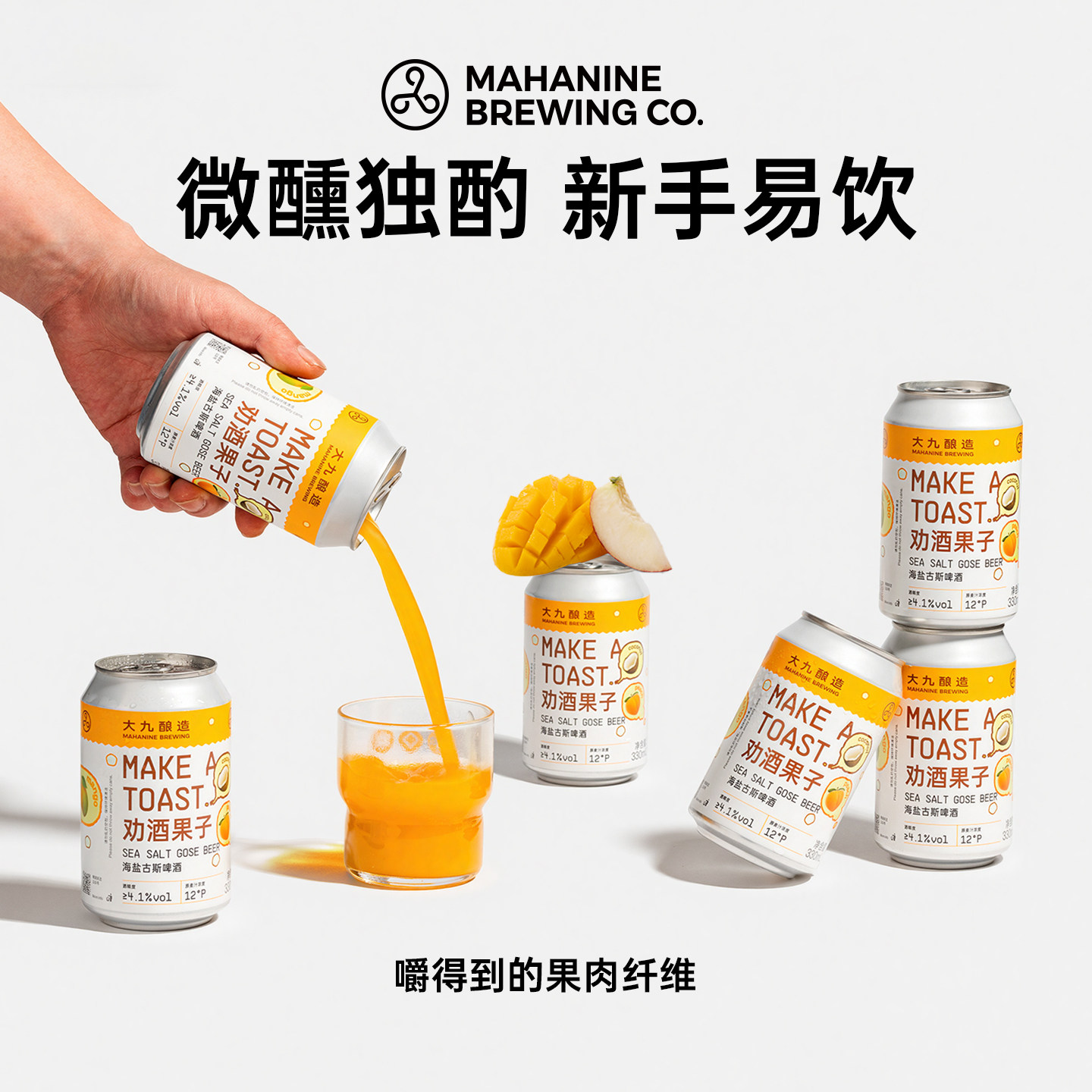 大九酿造劝酒果子海盐古斯啤酒330ml*6罐装国产精酿水果鲜啤芒果