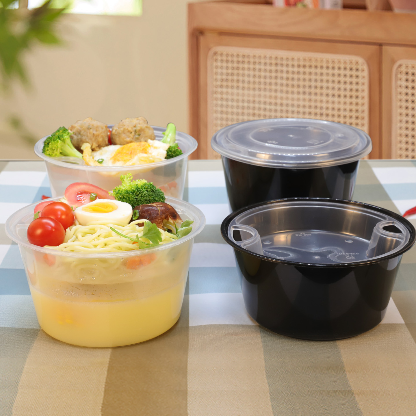 1250圆形汤面分离打包盒双层1500