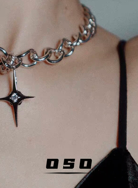 时尚街头潮酷粗链子十字架项链女小众高级感嘻哈搭卫衣配饰锁骨链