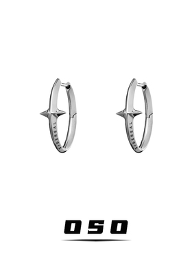kamianger sidereal 联名卫星银耳环 925银椭圆短耳针中性银饰