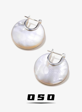 白色贝母耳环女2025新款小众高级感法式复古百搭耳钉S925银针耳饰